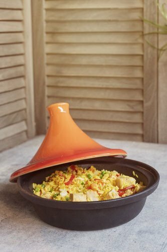 tajine zwart-oranje dia 25cm