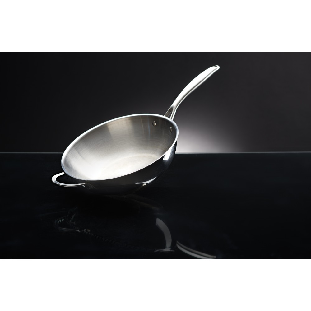 rvs wok 30.5cm met steel