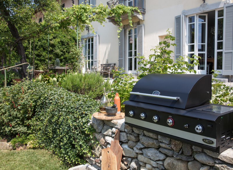 ibrido top gas/houtskool inbouwbarbecue