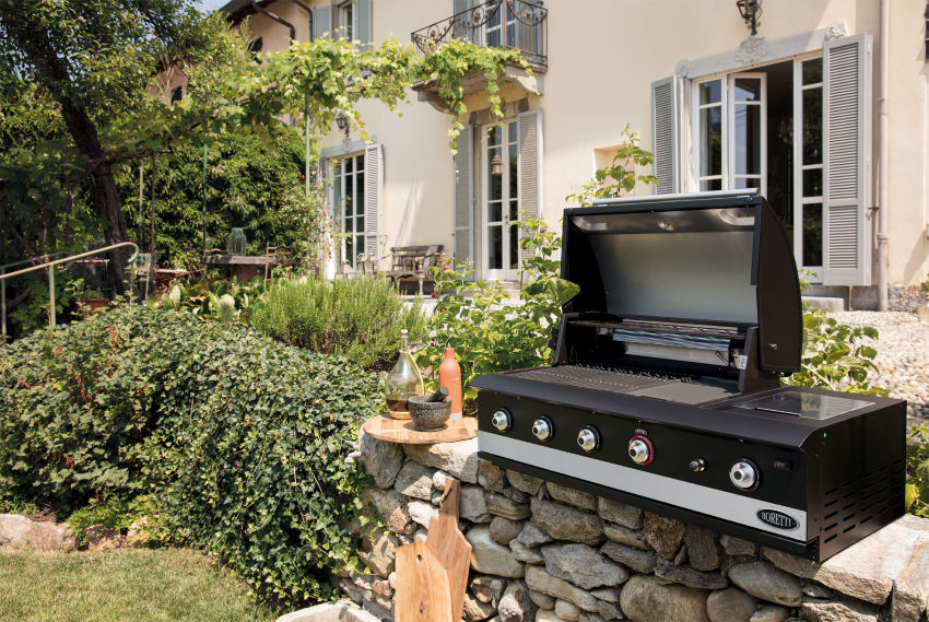 ibrido top gas/houtskool inbouwbarbecue