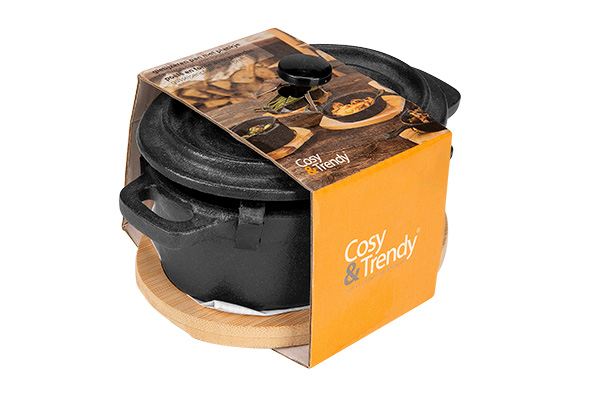 gietijzer potje ovaal 15.5cm met plankje