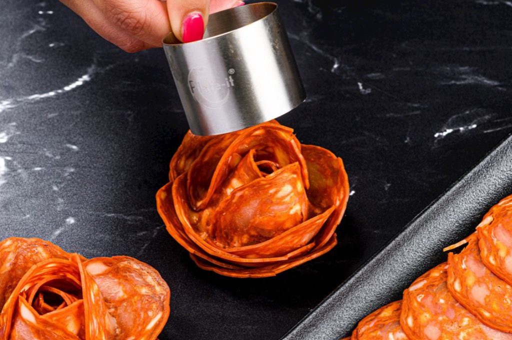 plate-it garneerring set 3 d5/7/9cm met pusher