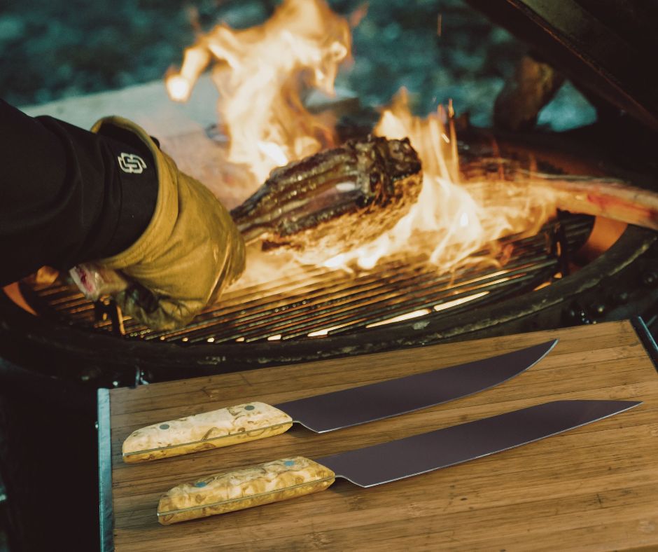 BBQ mes 'asador' 22 cm vivum houten handvat 