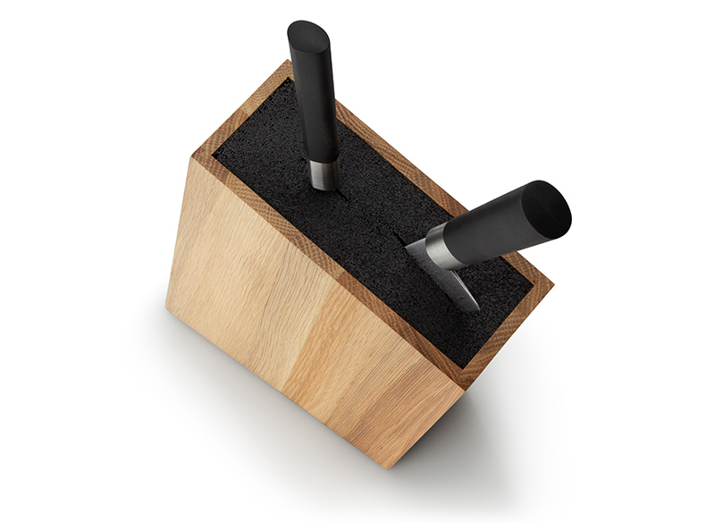 messenblok met flexibel inzetstuk, schuin, eikenhout 28.5x8x20