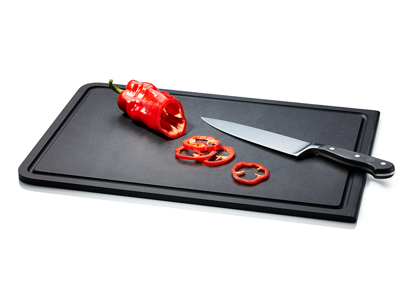 snijplank band met sapgeul, duracore black 44x29.8x0.9