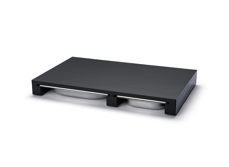 snijplank met 3 rvs lades, duracore black 49.5x32.5x5