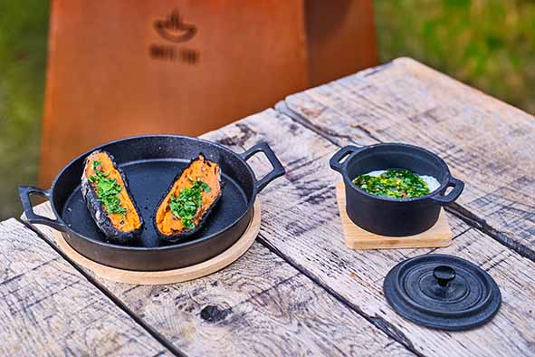 gratinschotel gietijzer 20cm op plankje