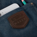 schort n°547 gewaxt canvas en leder - marine blauw