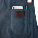 schort n°547 gewaxt canvas en leder - marine blauw