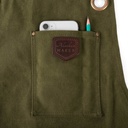 schort n°547 gewaxt canvas en leder - olijfgroen