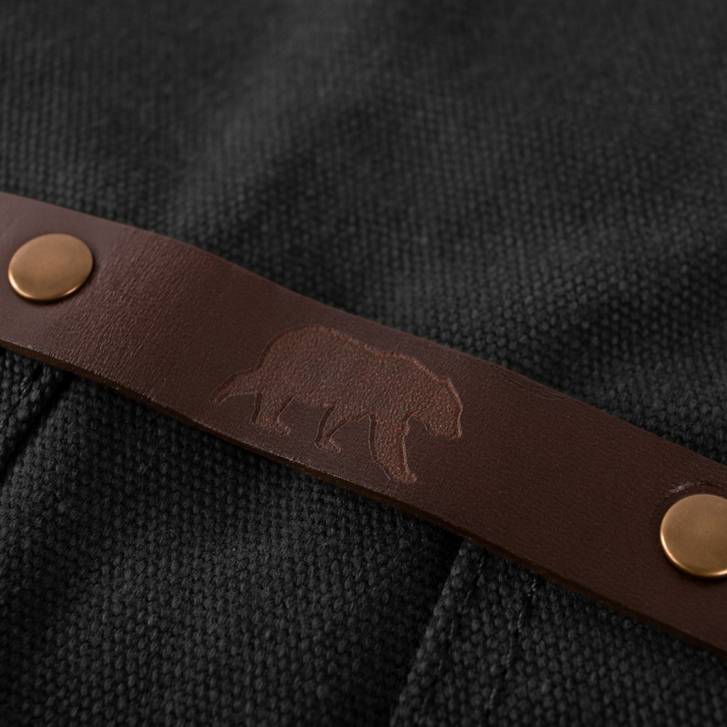 schort n°547 gewaxt canvas en leder - zwart