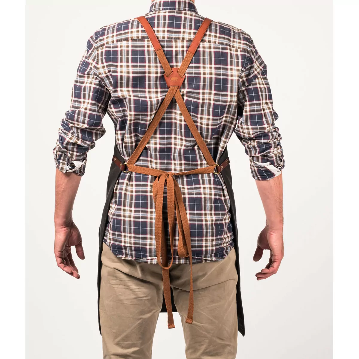 schort n°547 gewaxt canvas en leder - zwart