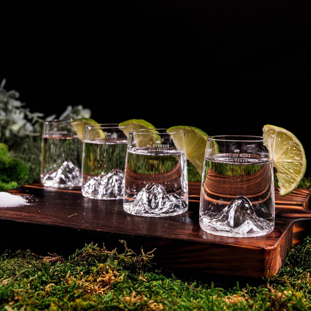 set 4 shotglazen topographic 