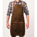 schort n°547 gewaxt canvas en leder - tobacco