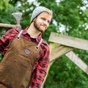 schort n°547 gewaxt canvas en leder - tobacco