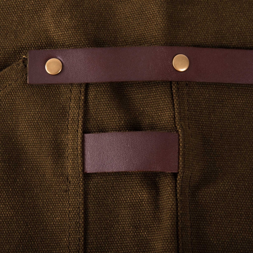 schort n°547 gewaxt canvas en leder - tobacco