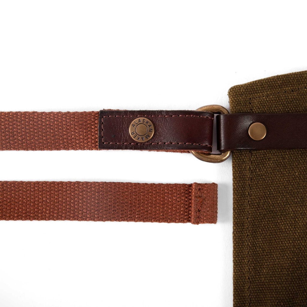 schort n°547 gewaxt canvas en leder - tobacco