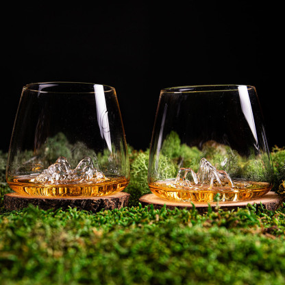 set van 2 topographic glazen - Tre Cime & Mt Rosa