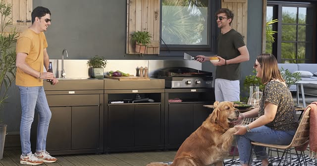 keukenmeubel voor plancha met tablet 80 x 55 cm, zwart