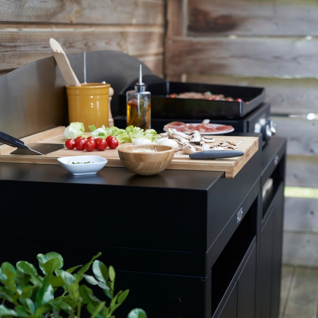 keukenmeubel voor plancha met tablet 80 x 55 cm, zwart