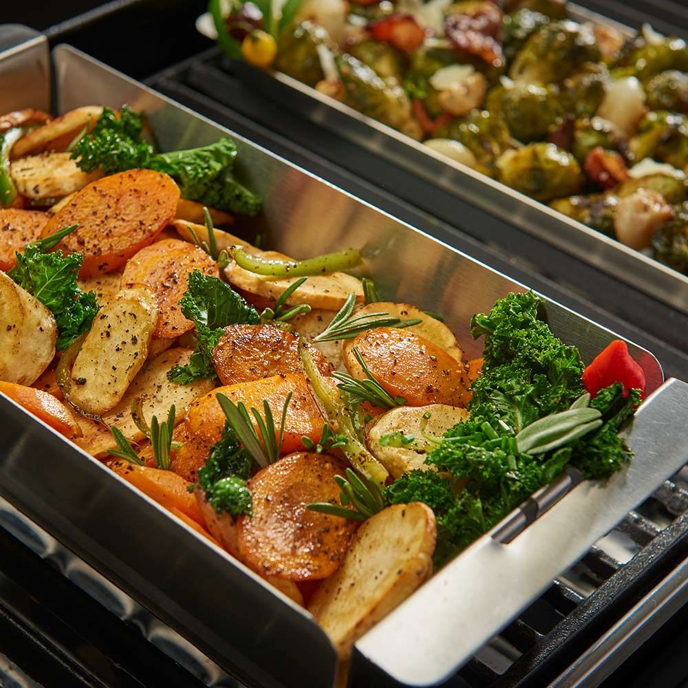 wok diep inox, geperforeerd smal