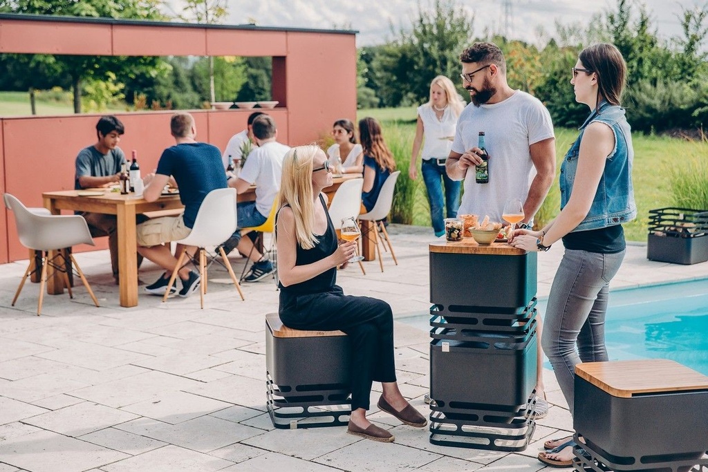 cube vuurkorf plank bamboe