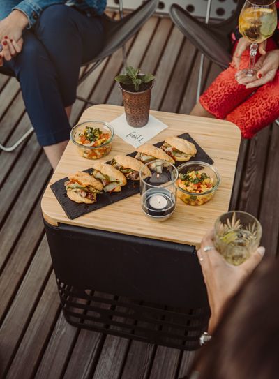 cube vuurkorf plank bamboe