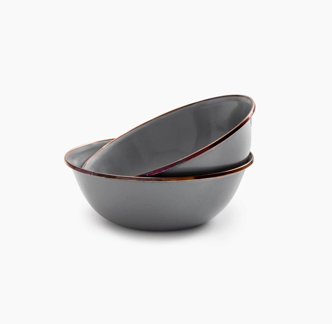 Bowl enamel stone grijs 2 st