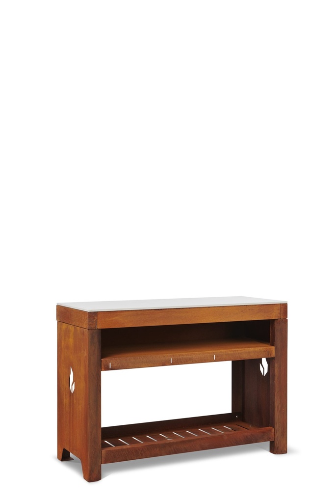 Zijtafel duo corten-keramiek licht grijs