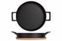 Gietijzeren gratinschotel 20 cm, met plankje