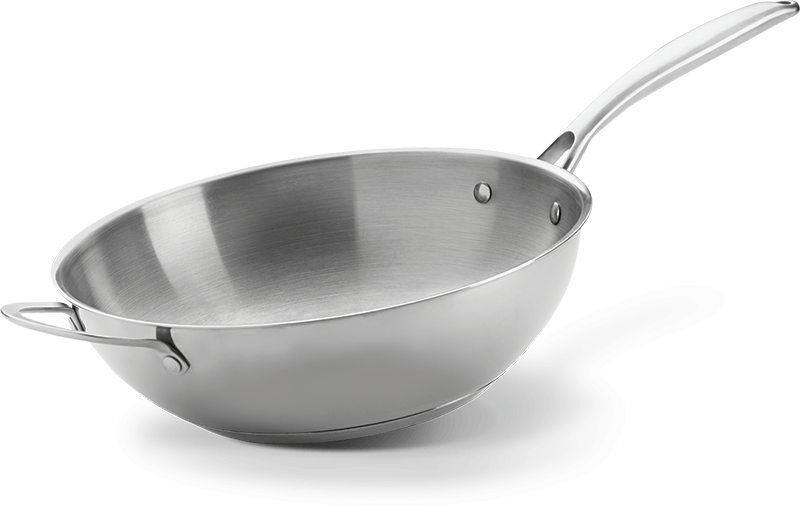 Rvs wok met steel, 30.5 cm 