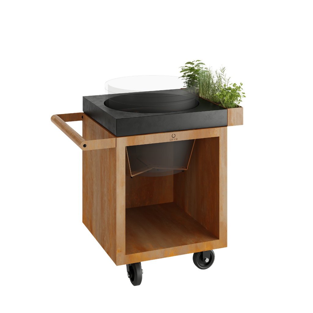 kamado table corten 65 pro concrete tb