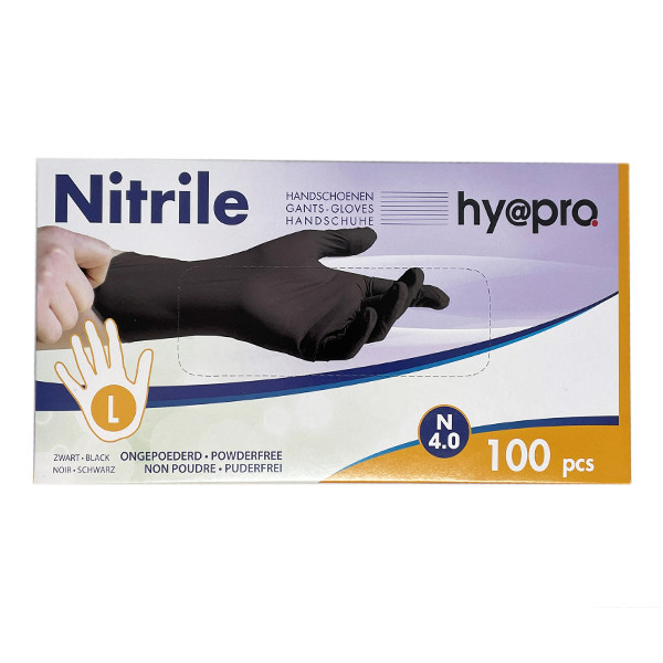 Nitril wegwerphandschoen L zwart 100 stuks
