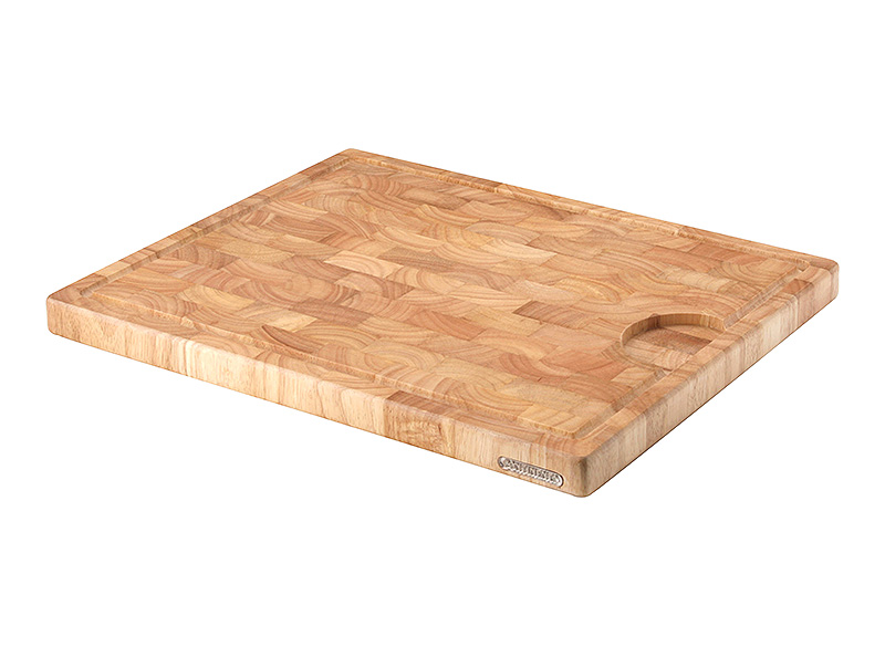 Snijplank met sapgeul, rubberhout kops 42x34x2.7