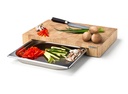 Snijplank met rvs lade, rubberhout kops 48x32.5x6.5