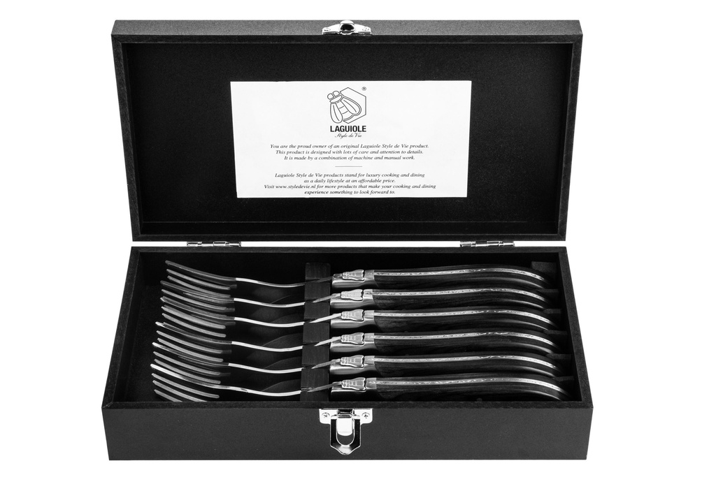 6 vorken zwart ebbenhout