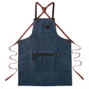 Schort n°547 gewaxt canvas en leder - Marineblauw