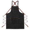 Schort n°547 gewaxt canvas en leder - Zwart