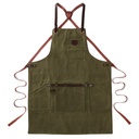 Schort n°547 gewaxt canvas en leder - Olijfgroen