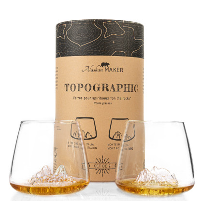 Set van 2 topographic glazen - Tre Cime & Mt Rosa