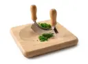 Kruidenhakplank met wiegmes, rubberhout 